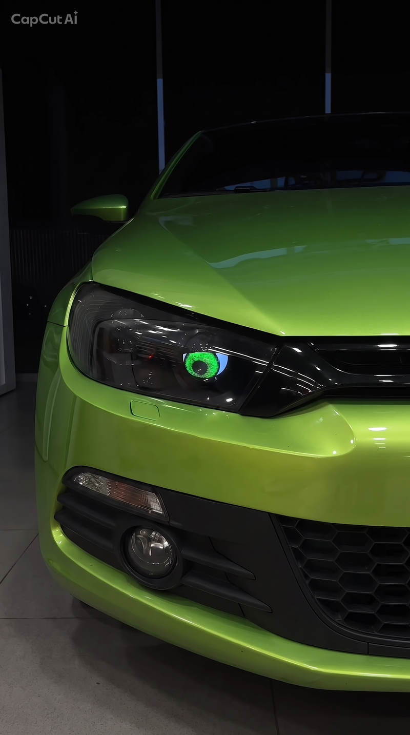 Neon Blink installed on a green car